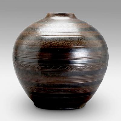  Wall kra AB Large Vase with Carved Oranaments by Arthur Andersson for Wallakra