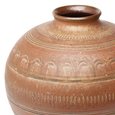 Wall kra AB Large Vase with Carved Oranaments by Arthur Andersson for Wallakra