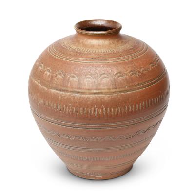 Wall kra AB Large Vase with Carved Oranaments by Arthur Andersson for Wallakra