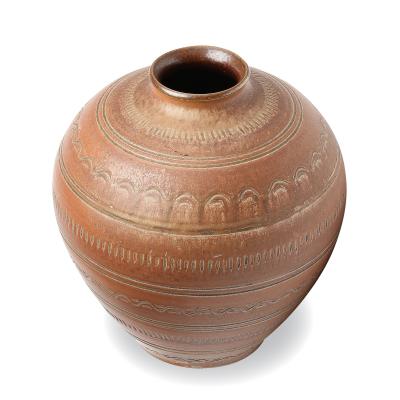 Wall kra AB Large Vase with Carved Oranaments by Arthur Andersson for Wallakra