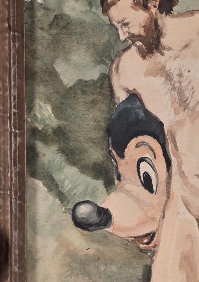  Walt Disney Studios California Funk Art Watercolor of Adam and Eve U S A 1988