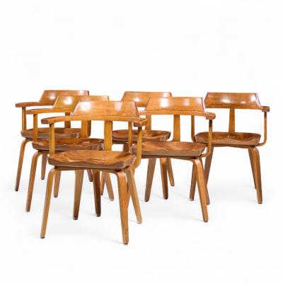  Walter Gropius Ben Thompson Walter Gropius W199 Bauhaus for Thonet Mid Century Bentwood Chairs Set of 6