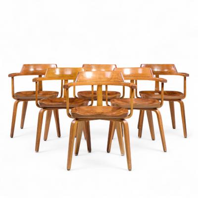  Walter Gropius Ben Thompson Walter Gropius W199 Bauhaus for Thonet Mid Century Bentwood Chairs Set of 6
