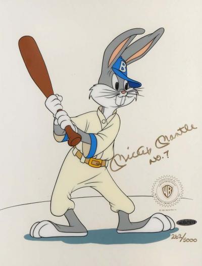  Warner Bros Cartoons Baseball Bugs with Mickey Mantle Autograph