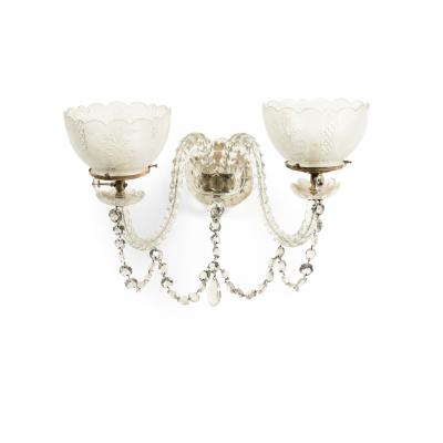  Waterford Pair of English Victorian Waterford Crystal Wall Sconces