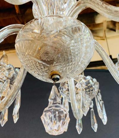  Waterford Stamped Waterford Six Light Art Deco Style Crystal Chandelier