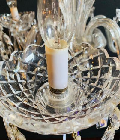  Waterford Stamped Waterford Six Light Art Deco Style Crystal Chandelier