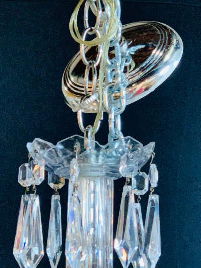  Waterford Stamped Waterford Six Light Art Deco Style Crystal Chandelier