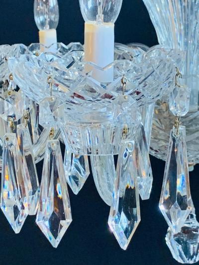  Waterford Stamped Waterford Six Light Art Deco Style Crystal Chandelier