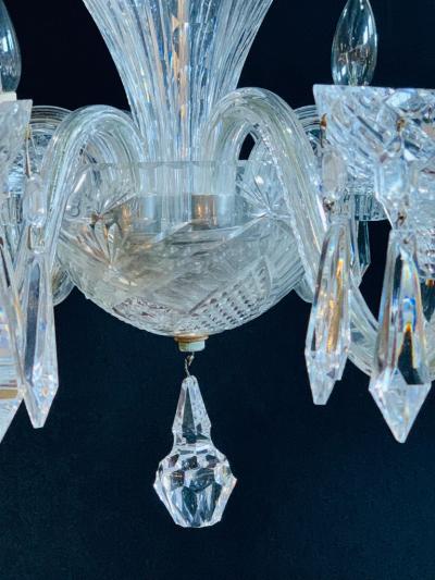  Waterford Stamped Waterford Six Light Art Deco Style Crystal Chandelier