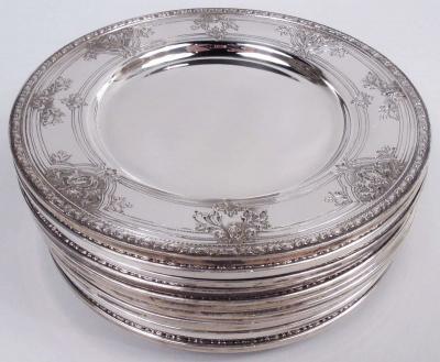  Watson Company Set of 12 Watson Navarre Sterling Silver Bread Butter Plates