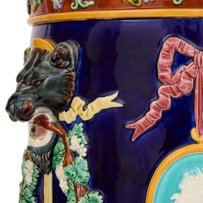  Wedgwood Pair of antique English majolica pedestals by Wedgwood