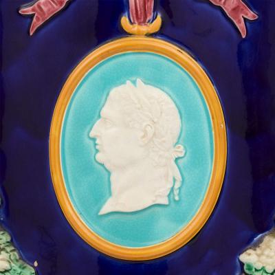  Wedgwood Pair of antique English majolica pedestals by Wedgwood