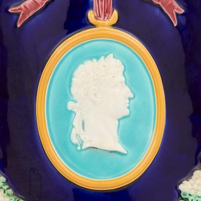  Wedgwood Pair of antique English majolica pedestals by Wedgwood