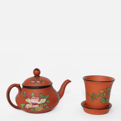  Wedgwood Wedgwood Miniature Enamel Decorated Rosso Antico Teapot and Cover England