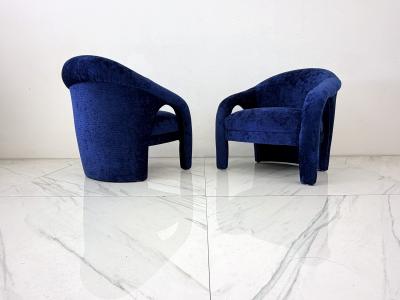  Weiman Elephant Chairs by Weiman style of Vladimir Kagan in Blue Velvet 1990s