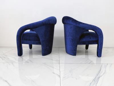  Weiman Elephant Chairs by Weiman style of Vladimir Kagan in Blue Velvet 1990s