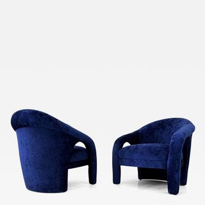  Weiman Elephant Chairs by Weiman style of Vladimir Kagan in Blue Velvet 1990s