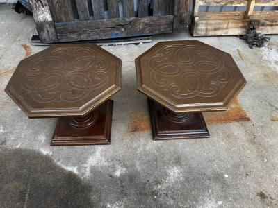  Weiman Pair of Weiman Furniture Pedestal Base Octagon End Tables