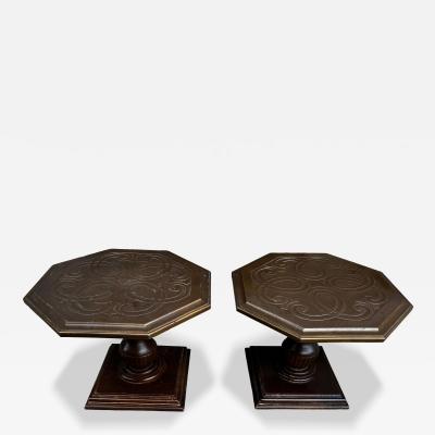  Weiman Pair of Weiman Furniture Pedestal Base Octagon End Tables