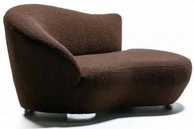  Weiman Petite Postmodern Chaise Lounge by Weiman in New Chocolate Boucl Upholstery