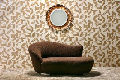  Weiman Petite Postmodern Chaise Lounge by Weiman in New Chocolate Boucl Upholstery