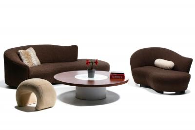  Weiman Postmodern Chaise Lounge Sofa by Weiman in New Chocolate Boucl Upholstery