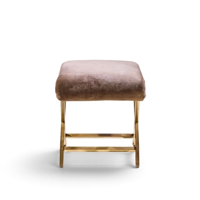  Weiman Warren Lloyd Warren Lloyd for Weiman Mid Century Brass X Base Stools Pair