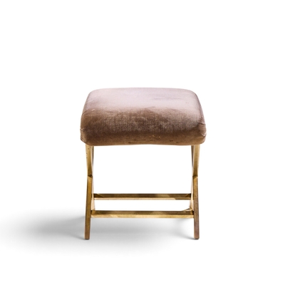  Weiman Warren Lloyd Warren Lloyd for Weiman Mid Century Brass X Base Stools Pair