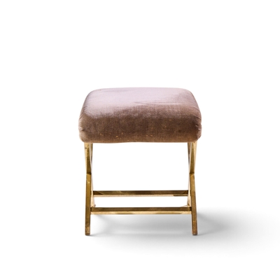  Weiman Warren Lloyd Warren Lloyd for Weiman Mid Century Brass X Base Stools Pair