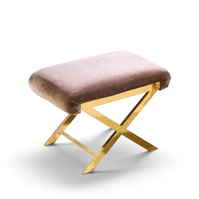  Weiman Warren Lloyd Warren Lloyd for Weiman Mid Century Brass X Base Stools Pair