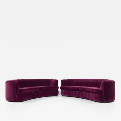 Weiman Weiman Mid Century Channeled Crescent Sofa Pair