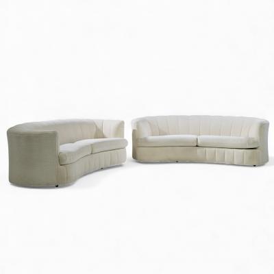  Weiman Weiman Mid Century Channeled Crescent Sofa Pair