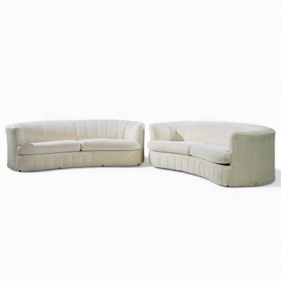  Weiman Weiman Mid Century Channeled Crescent Sofa Pair