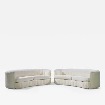  Weiman Weiman Mid Century Channeled Crescent Sofa Pair