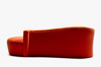  Weiman Weiman Post Modern Sculptural Chaise Lounge Sofa in Tangerine Wool Upholstery