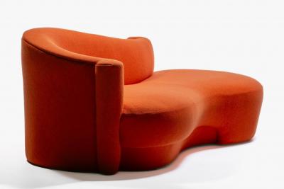  Weiman Weiman Post Modern Sculptural Chaise Lounge Sofa in Tangerine Wool Upholstery