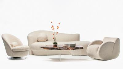  Weiman Weiman Sofa Large Chaise in Supple Lux Ivory Boucl c 1990