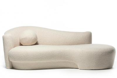  Weiman Weiman Sofa Large Chaise in Supple Lux Ivory Boucl c 1990