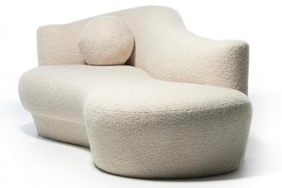  Weiman Weiman Sofa Large Chaise in Supple Lux Ivory Boucl c 1990