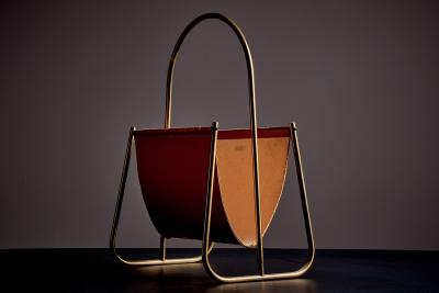  Werkst tte Carl Aub ck Brass and Leather Newspaper Rack by Werkst tte Carl Aub ck