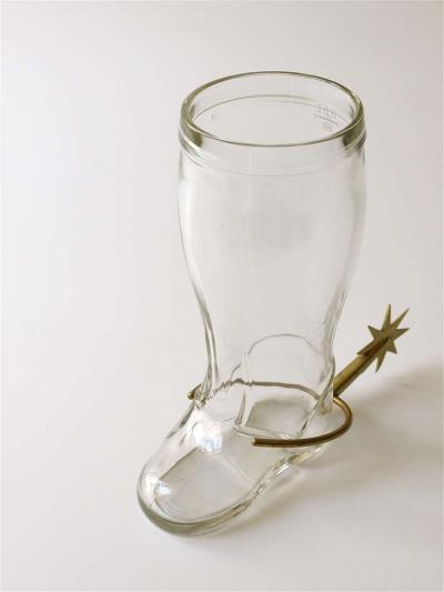  Werkst tte Carl Aub ck Carl Aub ck Boot Pitcher Vase Drinking Glass with Brass Spur Austria 1950s