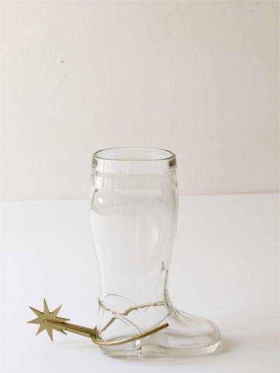  Werkst tte Carl Aub ck Carl Aub ck Boot Pitcher Vase Drinking Glass with Brass Spur Austria 1950s