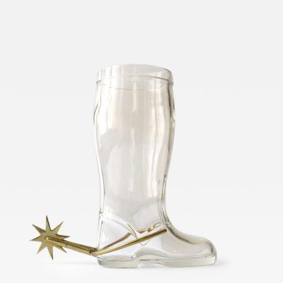  Werkst tte Carl Aub ck Carl Aub ck Boot Pitcher Vase Drinking Glass with Brass Spur Austria 1950s