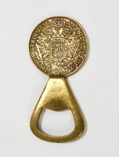  Werkst tte Carl Aub ck Carl Aub ck II Brass Bottle Opener Maria Theresia Coin Austria 1950s