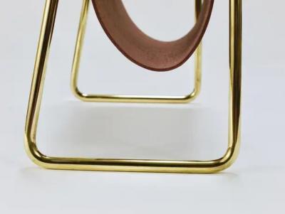 Werkst tte Carl Aub ck Carl Aub ck II Midcentury Magazine Rack Brass Brown Leather Vintage Austria