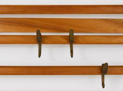 Werkst tte Carl Aub ck Carl Aub ck Mid Century Coat Rack Beech Wardrobe with 7 Brass Hooks 1950s