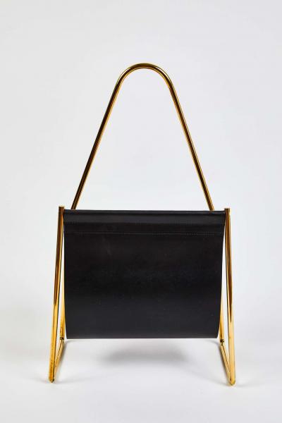  Werkst tte Carl Aub ck Carl Aubo ck Model 3808 Black Leather and Brass Magazine Rack