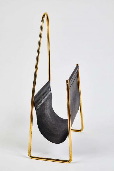  Werkst tte Carl Aub ck Carl Aubo ck Model 3808 Black Leather and Brass Magazine Rack