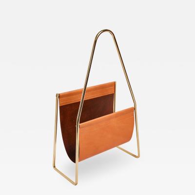  Werkst tte Carl Aub ck Carl Aubo ck Model 3808 Black Leather and Brass Magazine Rack